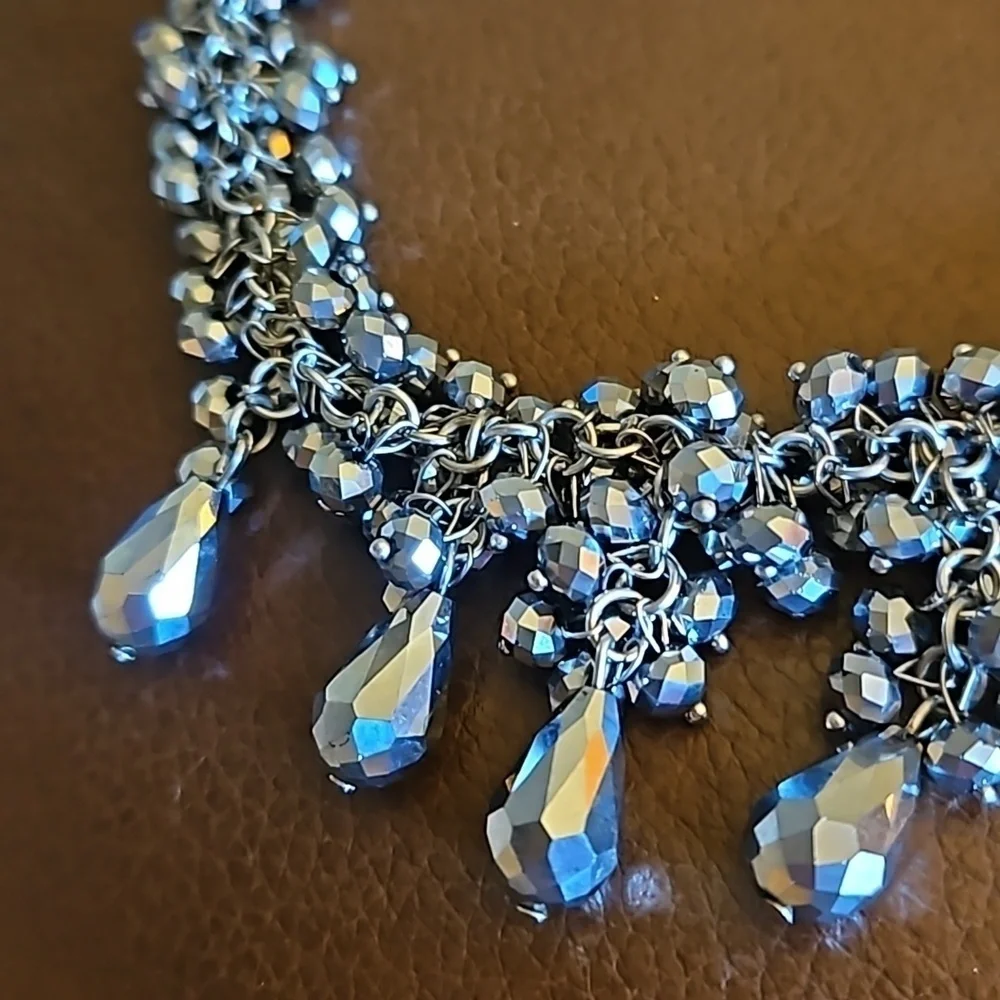 VTG Silver Mirror Crystal Cluster Bead Chainmaille Formal Castlecore Necklace